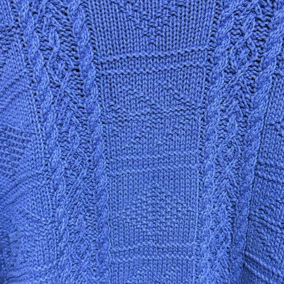 Vintage 90s Paul Et Duffier Heavy Cotton Cable Knit Sweater Purple Size Large - Picture 5 of 8